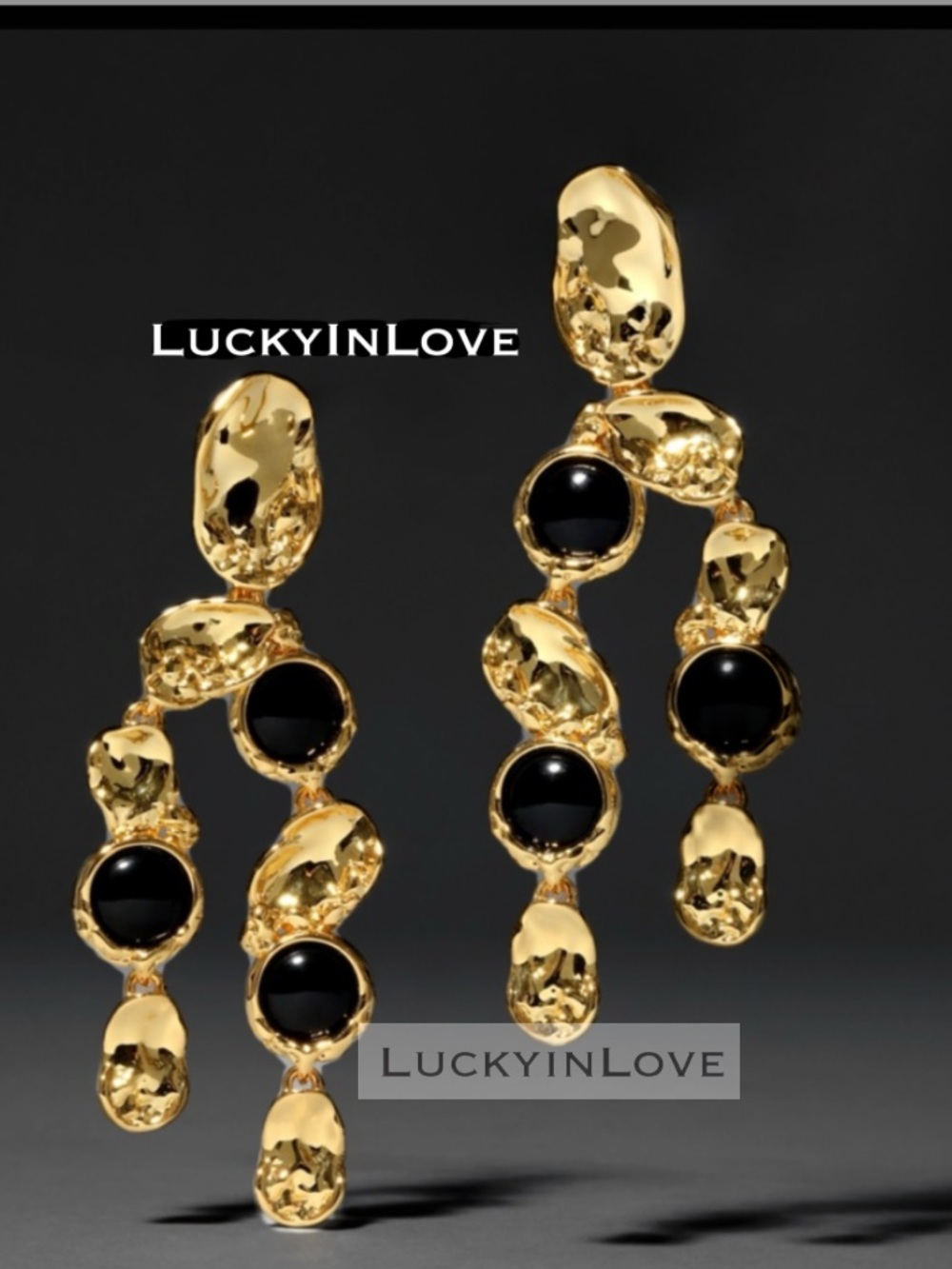 ALEXIS BITTAR • Brut Onyx Coin Chandelier Earrings